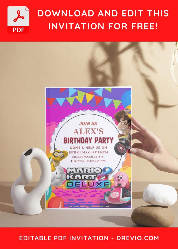 Invitation Template of (Free Editable PDF) Race Day Fun Mario Kart Birthday Invitation Templates 9