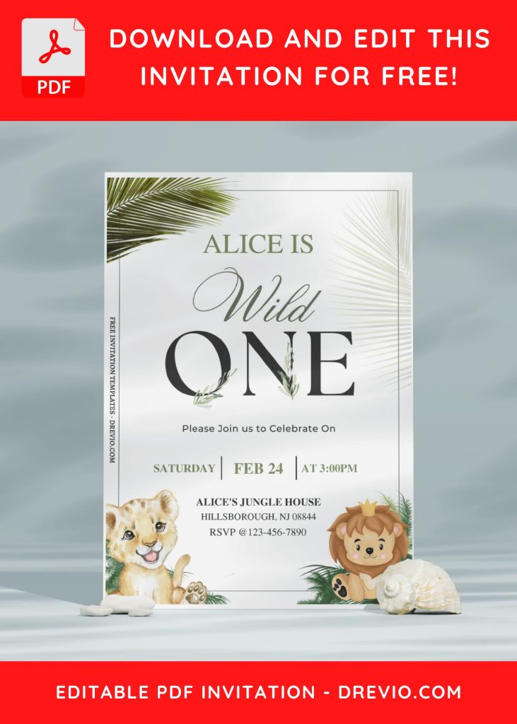 Invitation Template of (Free Editable PDF) Adorable Wild Ones Lion Birthday Invitation Templates 9