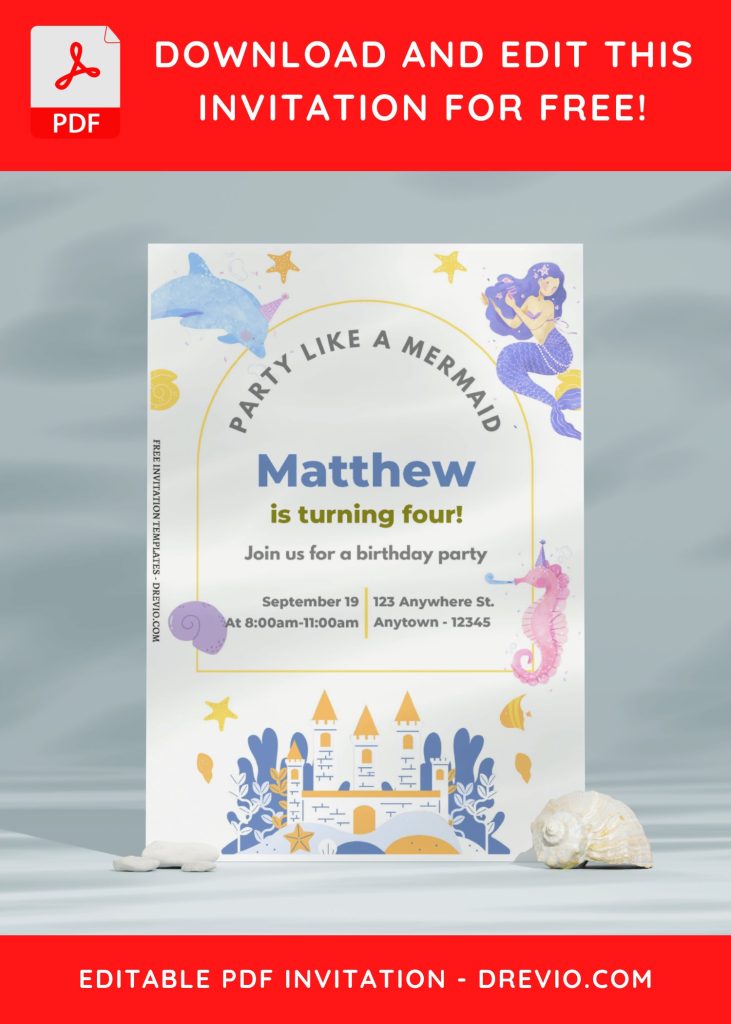 Invitation Template of (Free Editable PDF) Splendid Royal Under The Sea Birthday Invitation Templates 1