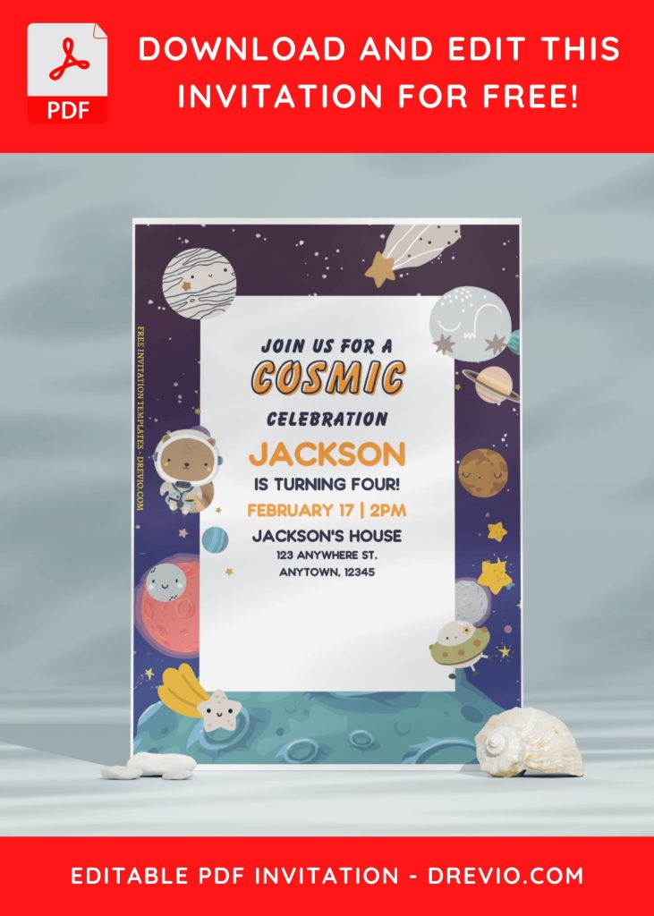 Invitation Template of (Free Editable PDF) Cosmic Birthday Bash Invitation Templates For Any Ages 9