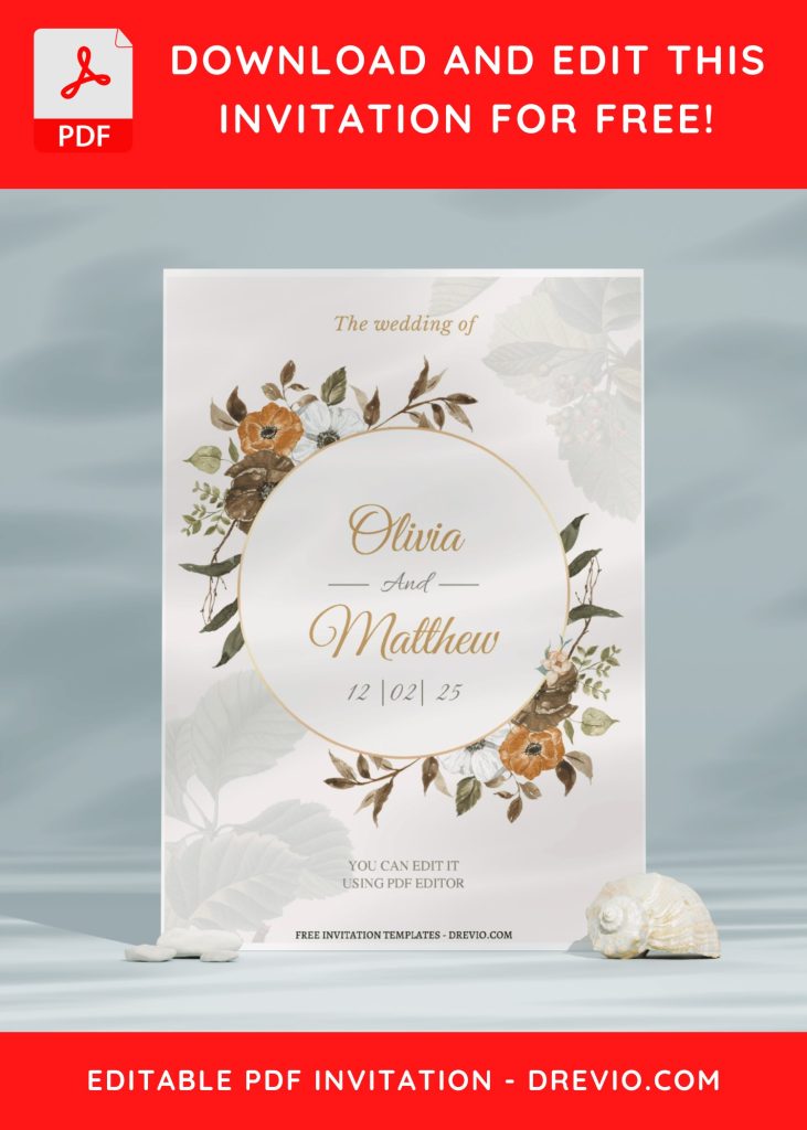 Invitation Template of (Free Editable PDF) Flowers And Promises Wedding Invitation Templates 9