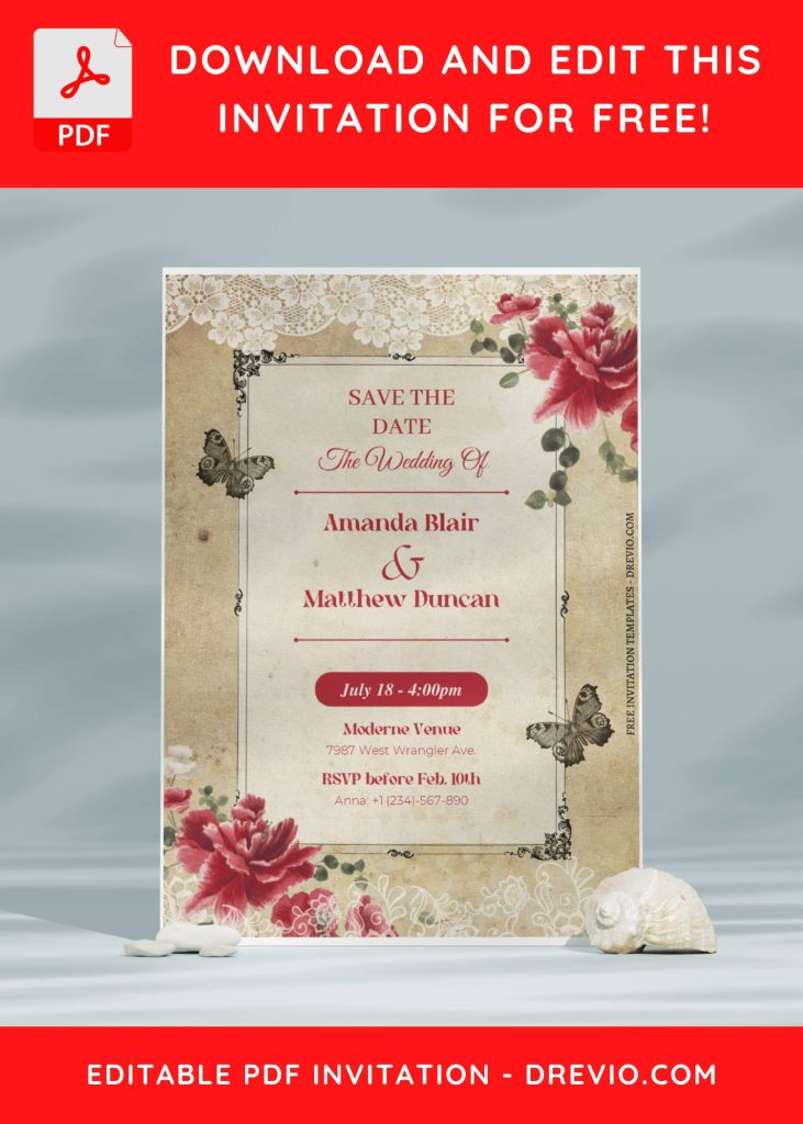 Invitation Template of (Free Editable PDF) Victorian Vows Wedding Invitation Templates 9