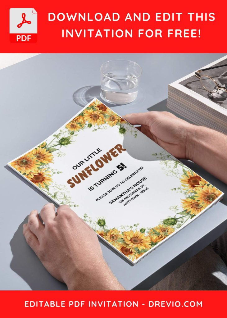 Invitation Template of (Free Editable PDF) Sunflower Sunshine Birthday Invitation Templates 7