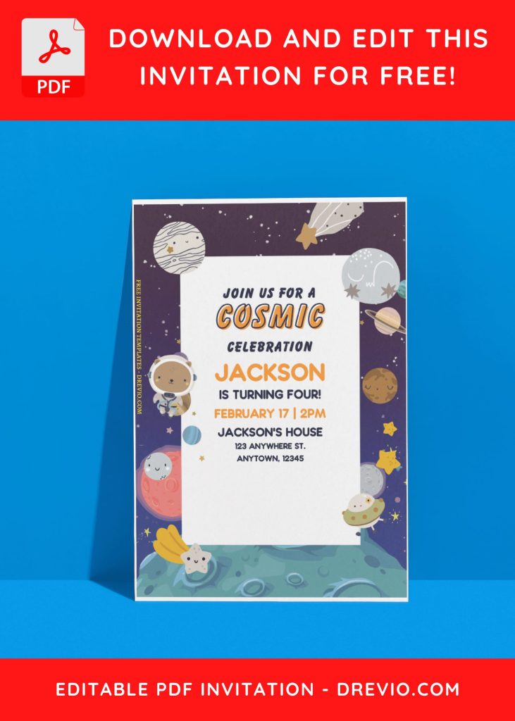 Invitation Template of (Free Editable PDF) Cosmic Birthday Bash Invitation Templates For Any Ages 8