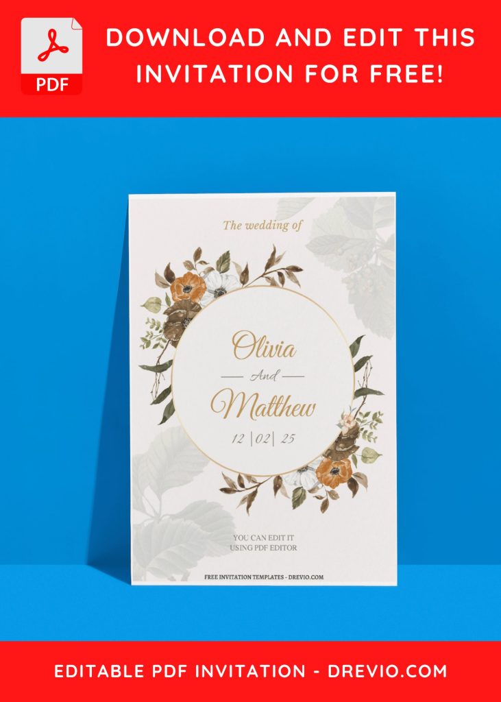 Invitation Template of (Free Editable PDF) Flowers And Promises Wedding Invitation Templates 8