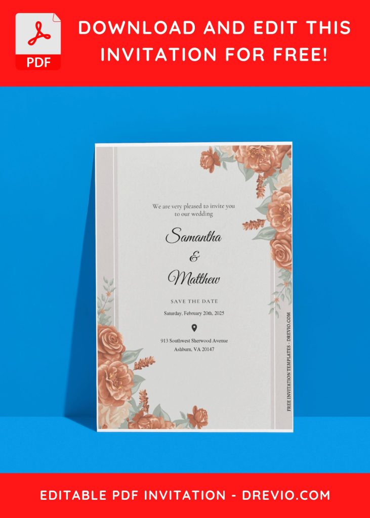 Invitation Template of (Free Editable PDF) Purely Romantic Flower Wedding Invitation Templates 8