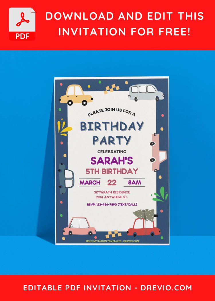 birthday invitations photoshop templates cars downlad