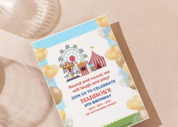 (Free Editable PDF) Cheerful Carousel Birthday Invitation Templates G
