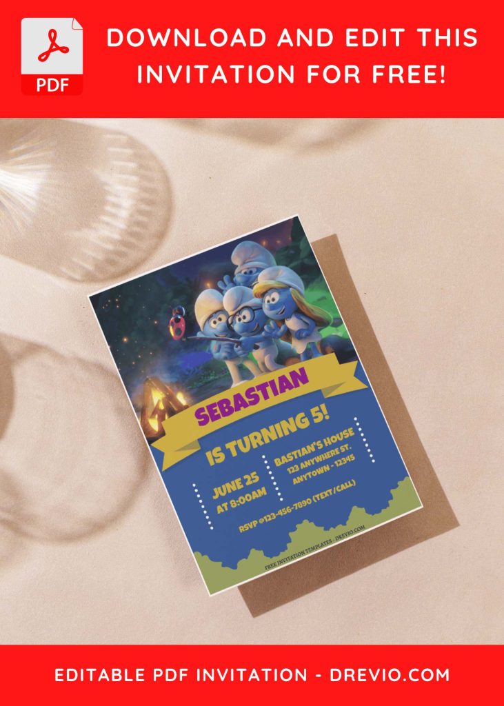 Invitation Template of (Free Editable PDF) Smurfs Village Birthday Invitation Templates 7