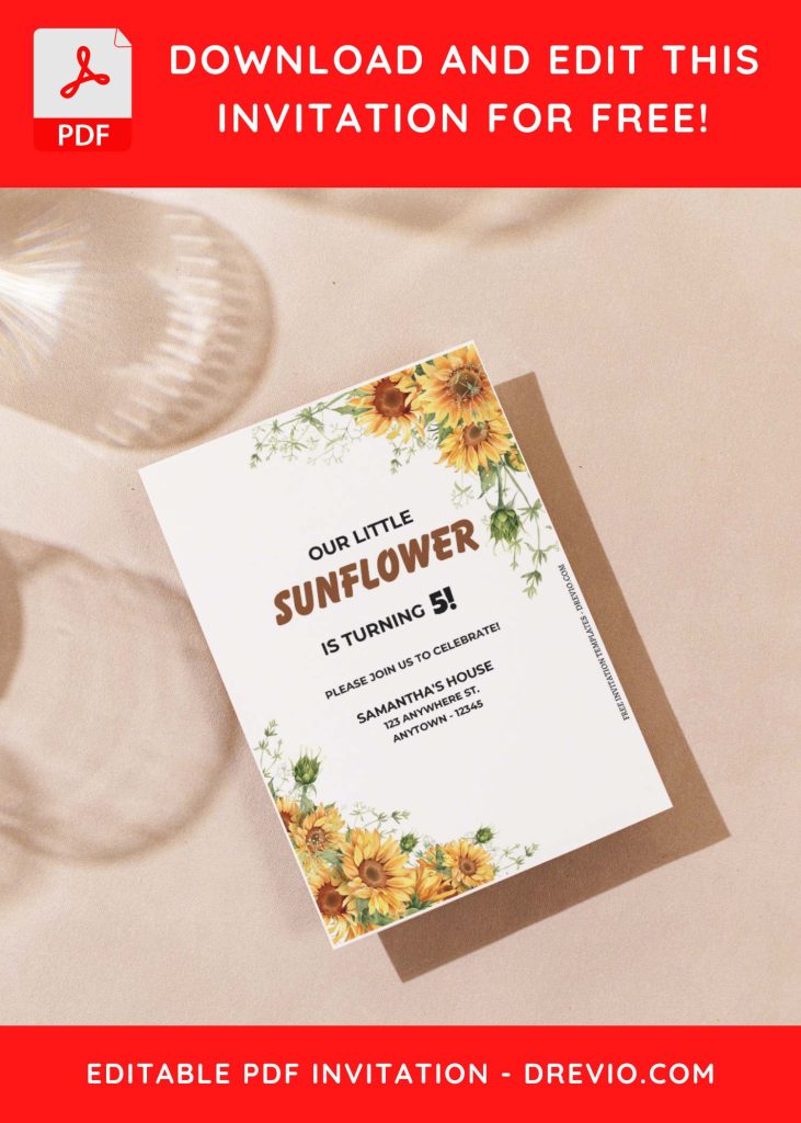 Invitation Template of (Free Editable PDF) Sunflower Sunshine Birthday Invitation Templates 6