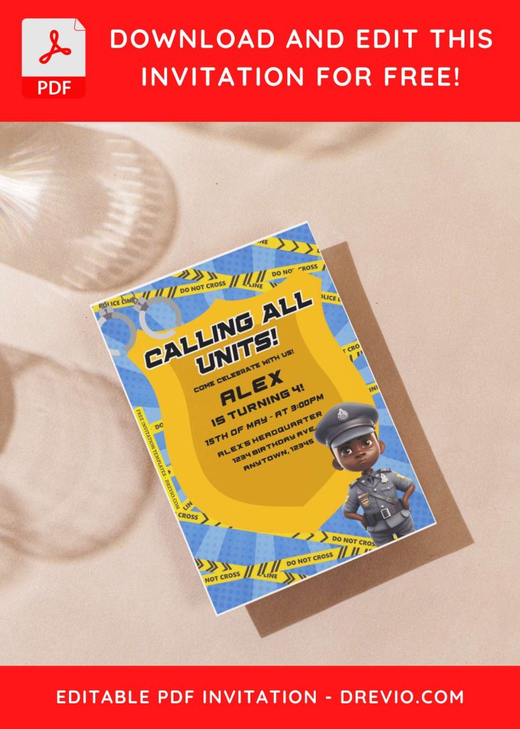 Invitation Template of (Free Editable PDF) Calling All Units Police Themed Birthday Invitation Templates 1