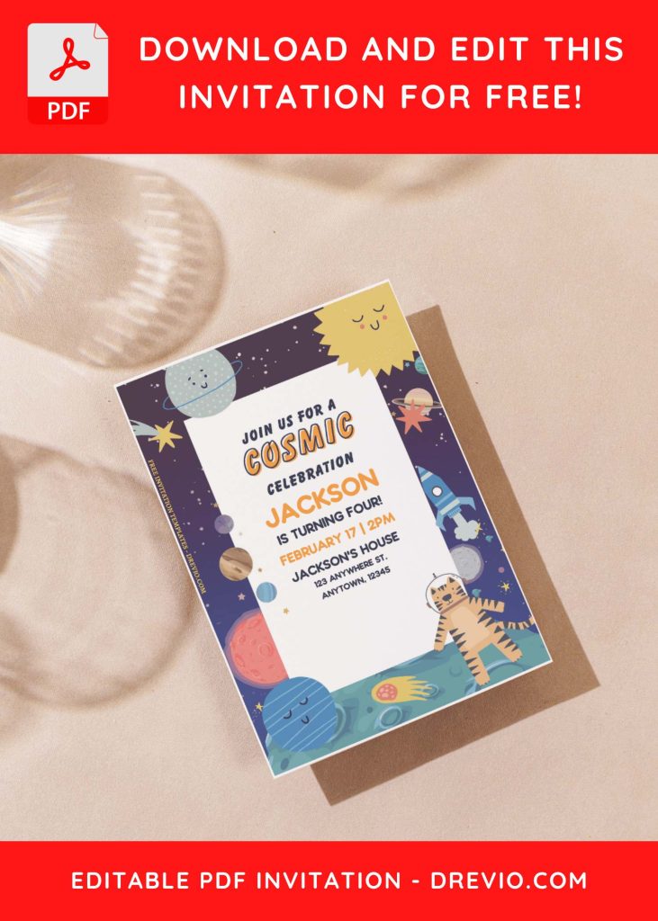 Invitation Template of (Free Editable PDF) Cosmic Birthday Bash Invitation Templates For Any Ages 7