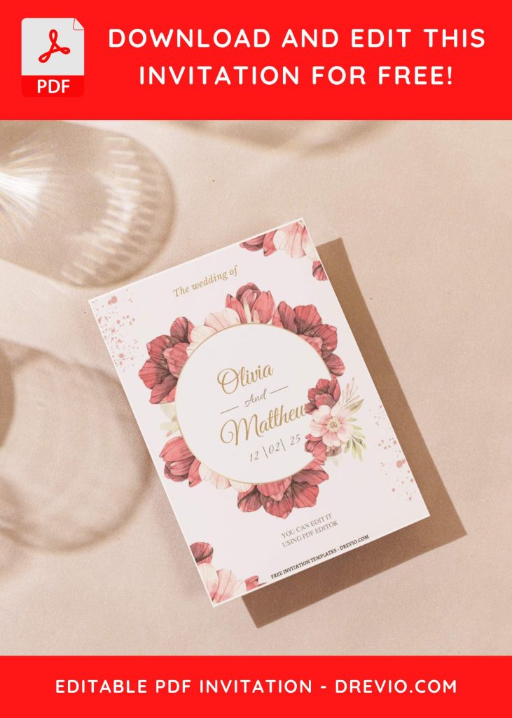 Invitation Template of (Free Editable PDF) Flowers And Promises Wedding Invitation Templates 7