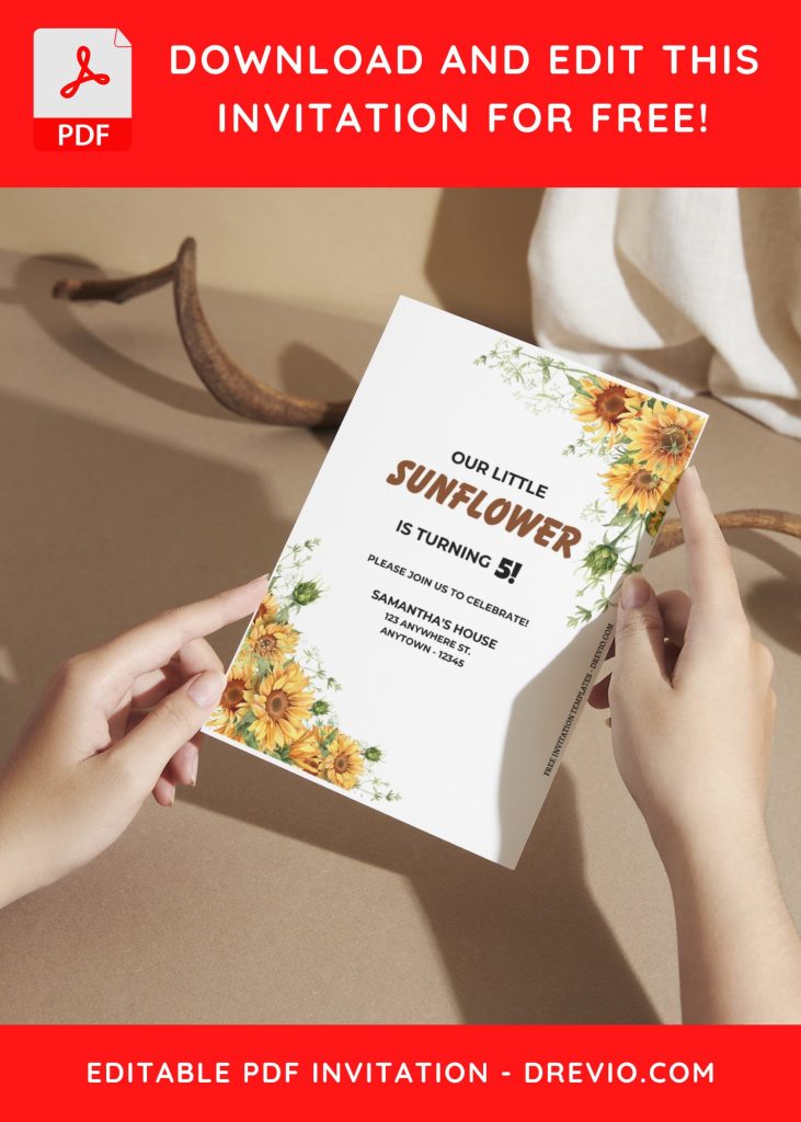 Invitation Template of (Free Editable PDF) Sunflower Sunshine Birthday Invitation Templates 5