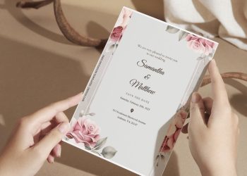 (Free Editable PDF) Purely Romantic Flower Wedding Invitation Templates