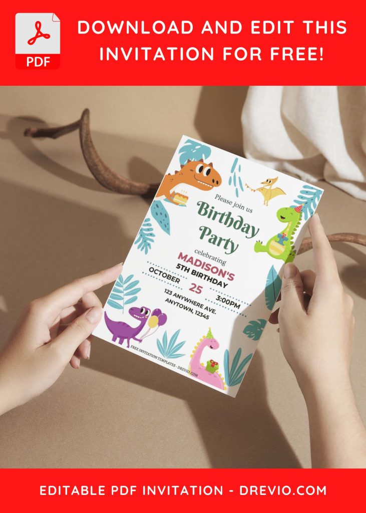 Invitation Template of (Free Editable PDF) Unearth The Fun Dino Birthday Invitation Templates 6