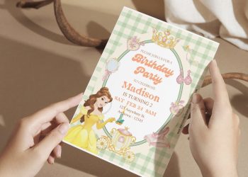 (Free Editable PDF) Enchanted Princess Belle Birthday Invitation Templates