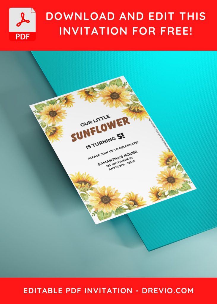 Invitation Template of (Free Editable PDF) Sunflower Sunshine Birthday Invitation Templates 4