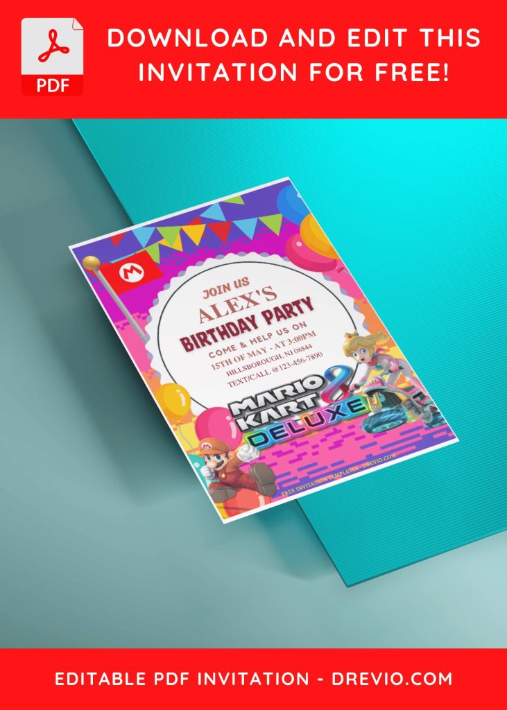 Invitation Template of (Free Editable PDF) Race Day Fun Mario Kart Birthday Invitation Templates 5