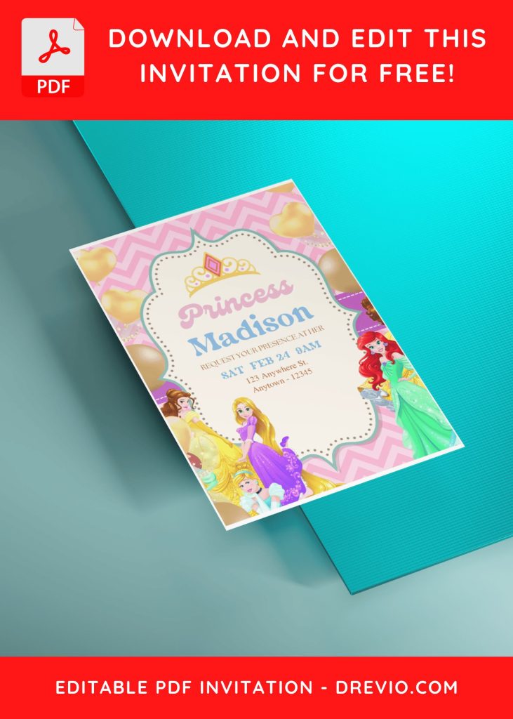 Invitation Template of (Free Editable PDF) Gorgeous Disney Princess Birthday Invitation Templates 5