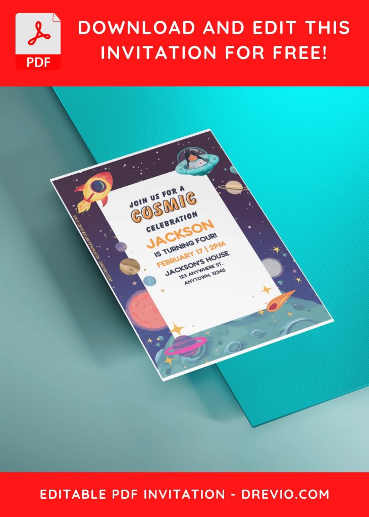 Invitation Template of (Free Editable PDF) Cosmic Birthday Bash Invitation Templates For Any Ages 5