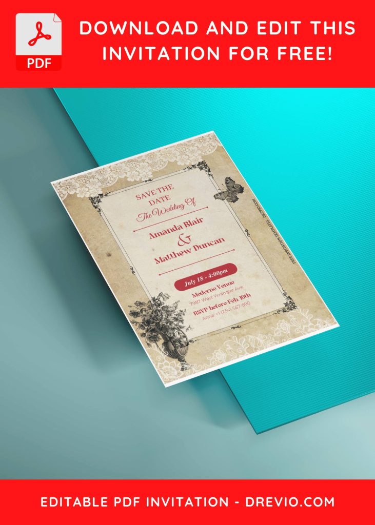 Invitation Template of (Free Editable PDF) Victorian Vows Wedding Invitation Templates 5