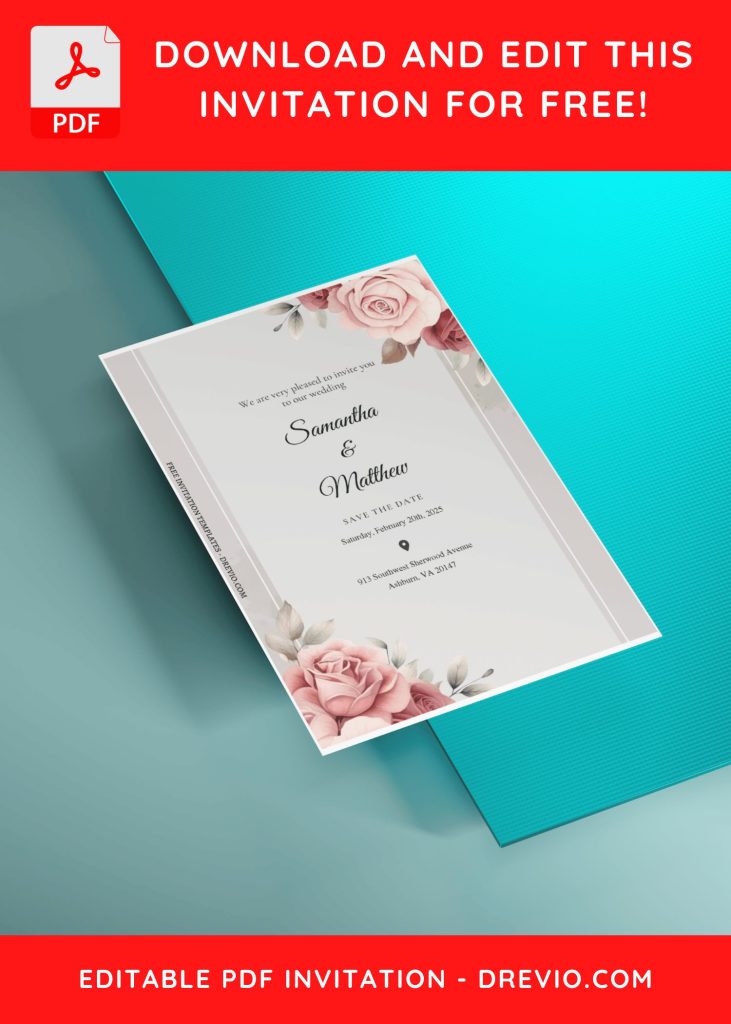 Invitation Template of (Free Editable PDF) Purely Romantic Flower Wedding Invitation Templates 5