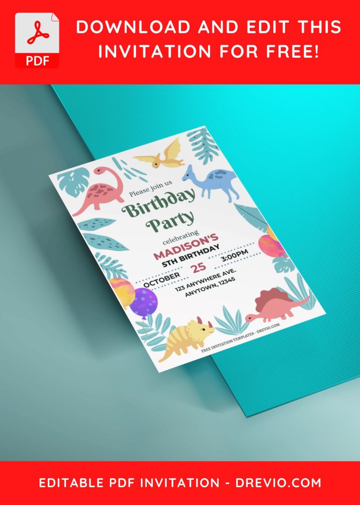 Invitation Template of (Free Editable PDF) Unearth The Fun Dino Birthday Invitation Templates 5