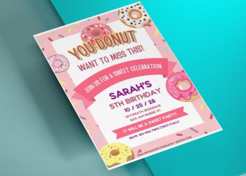 (Free Editable PDF) Sprinkle Some Fun Donut Themed Birthday Invitation Templates with cute wording