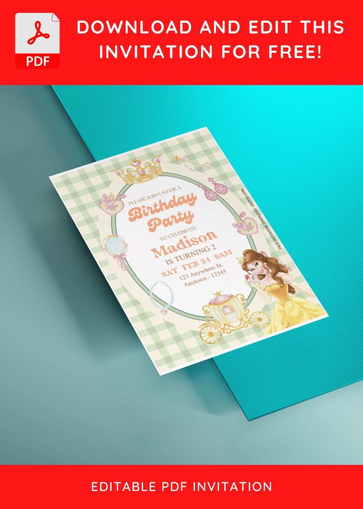 Invitation Template of (Free Editable PDF) Enchanted Princess Belle Birthday Invitation Templates 5