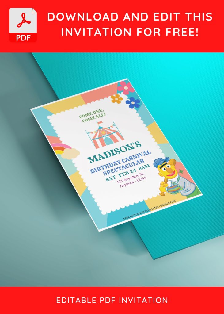 Invitation Template of (Free Editable PDF) Sunny Days And Smiles Sesame Street Birthday Invitation Templates 5