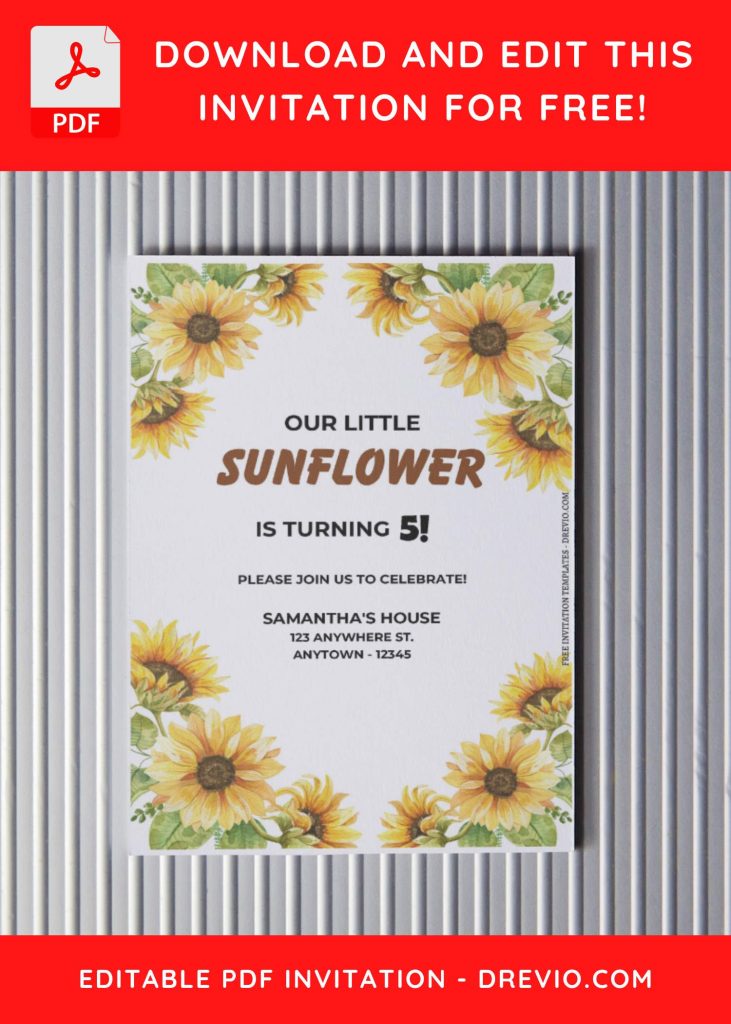 Invitation Template of (Free Editable PDF) Sunflower Sunshine Birthday Invitation Templates 3