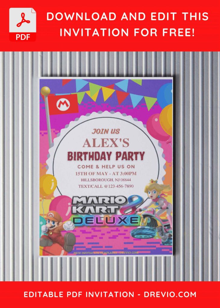 Invitation Template of (Free Editable PDF) Race Day Fun Mario Kart Birthday Invitation Templates 4