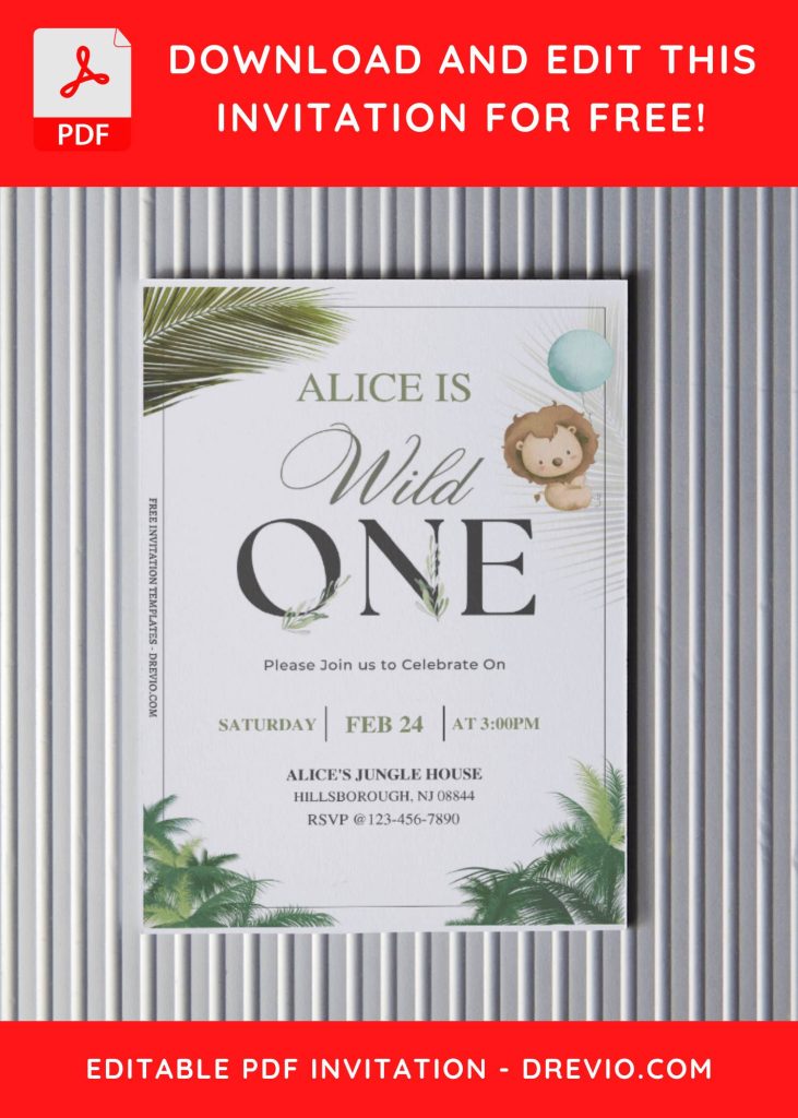 Invitation Template of (Free Editable PDF) Adorable Wild Ones Lion Birthday Invitation Templates 4