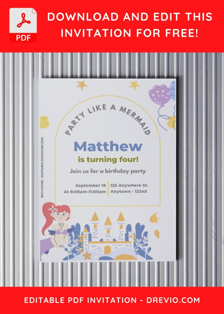 Invitation Template of (Free Editable PDF) Splendid Royal Under The Sea Birthday Invitation Templates 3