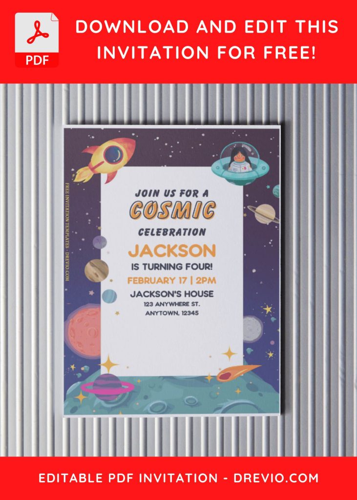 Invitation Template of (Free Editable PDF) Cosmic Birthday Bash Invitation Templates For Any Ages 4