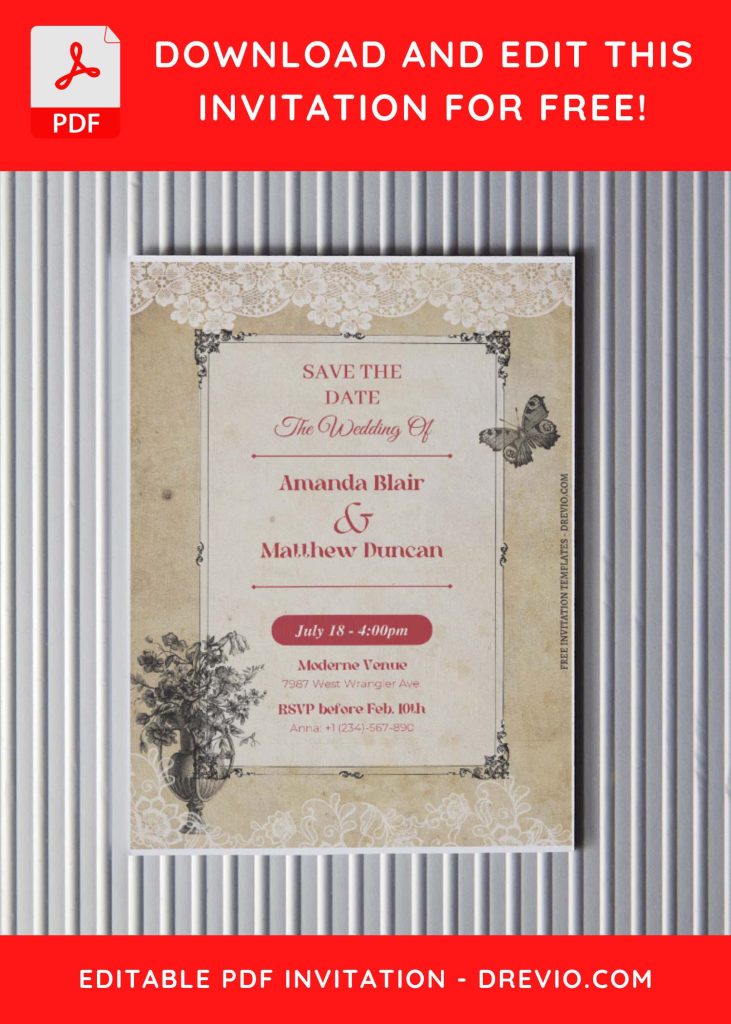 Invitation Template of (Free Editable PDF) Victorian Vows Wedding Invitation Templates 4