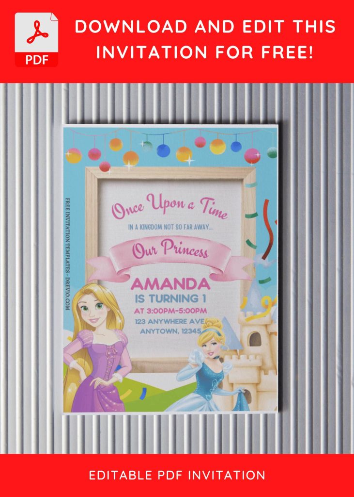 Invitation Template of (Free Editable PDF) Cute Disney Princess Celebration Birthday Invitation Templates 2