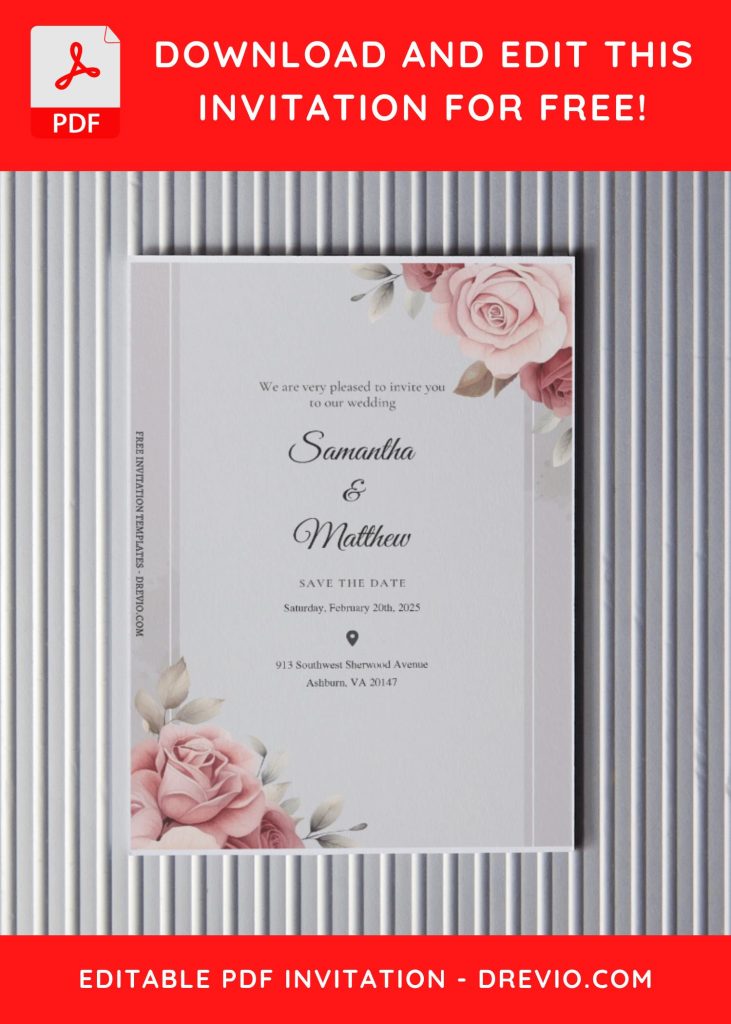 Invitation Template of (Free Editable PDF) Purely Romantic Flower Wedding Invitation Templates 4