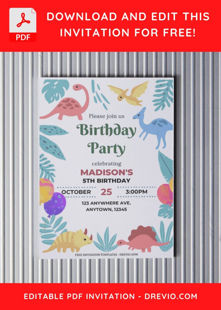 Invitation Template of (Free Editable PDF) Unearth The Fun Dino Birthday Invitation Templates 4