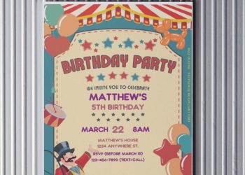 (Free Editable PDF) Spectacular Circus Themed Birthday Invitation Templates