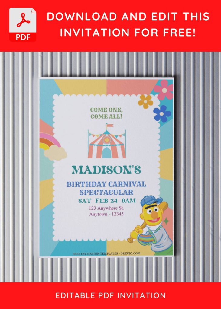 Invitation Template of (Free Editable PDF) Sunny Days And Smiles Sesame Street Birthday Invitation Templates 4