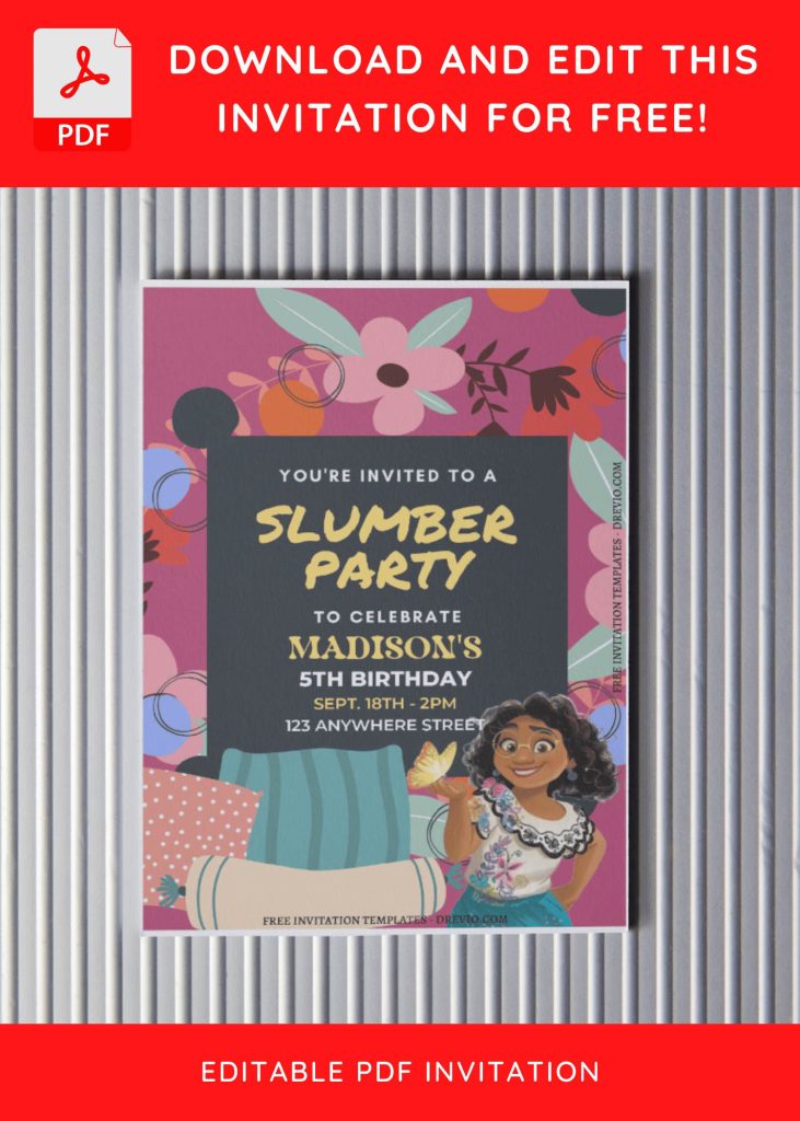 Invitation Template of (Free Editable PDF) Disney Encanto Slumber Birthday Party Invitation Templates 2