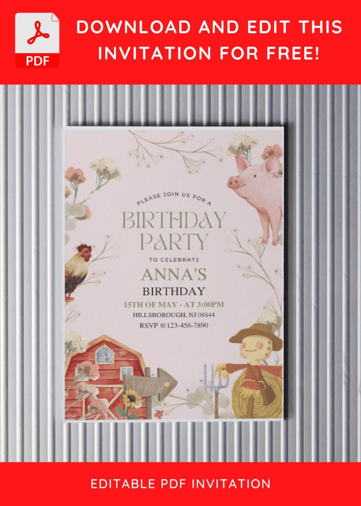 Invitation Template of (Free Editable PDF) Barnyard Farm Kids Birthday Invitation Templates 4