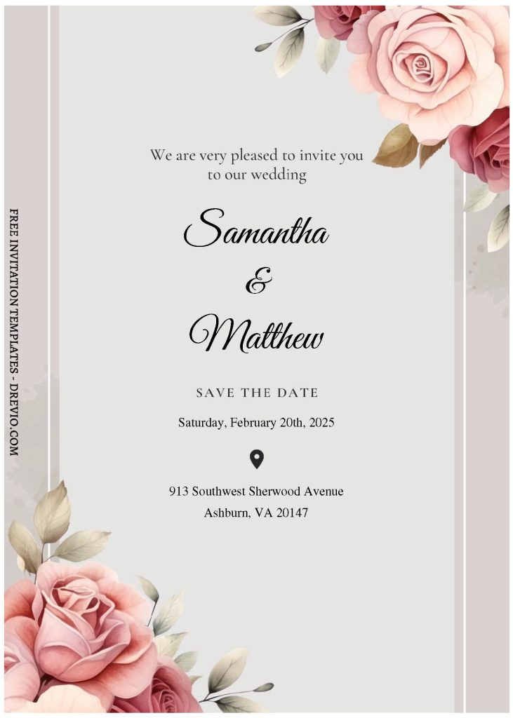 Invitation Template of (Free Editable PDF) Purely Romantic Flower Wedding Invitation Templates 3