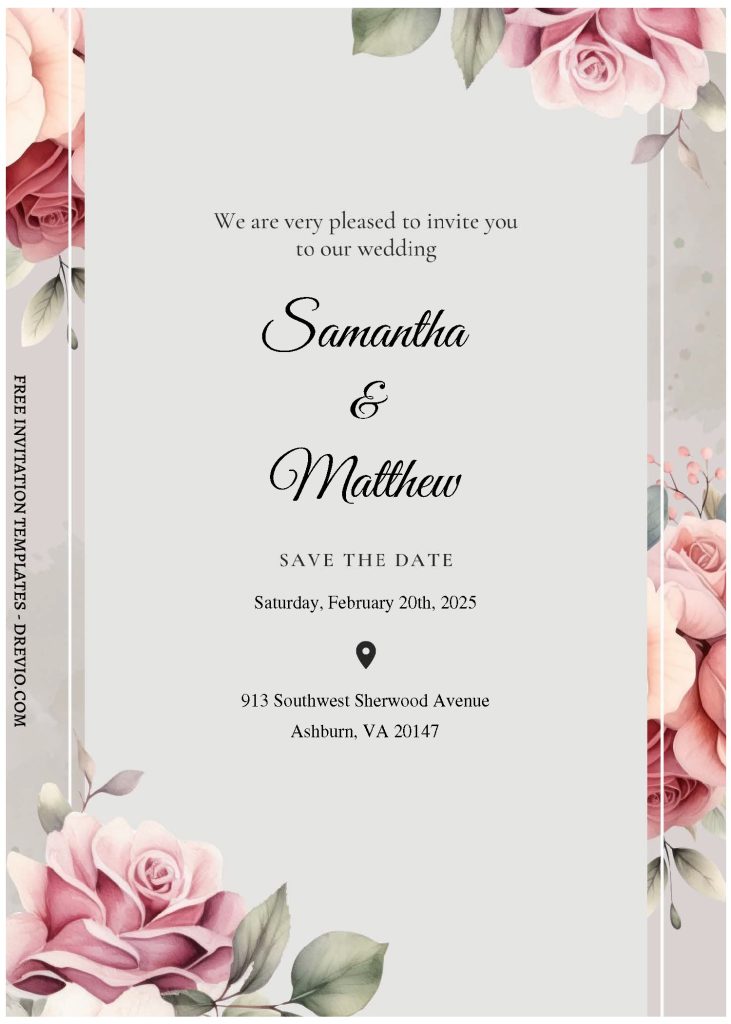 Invitation Template of (Free Editable PDF) Purely Romantic Flower Wedding Invitation Templates 2