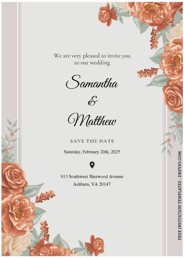 Invitation Template of (Free Editable PDF) Purely Romantic Flower Wedding Invitation Templates 1