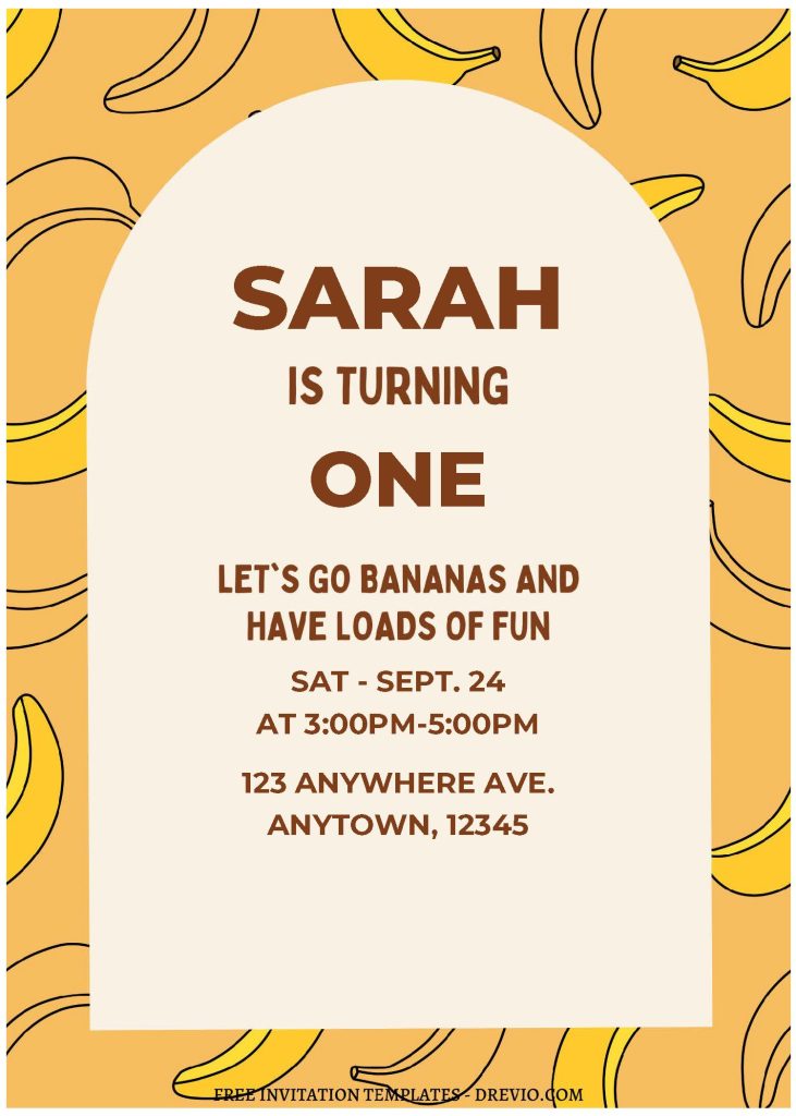 Invitation Template of (Free Editable PDF) Cute Banana Bonanza Birthday Invitation Templates 1