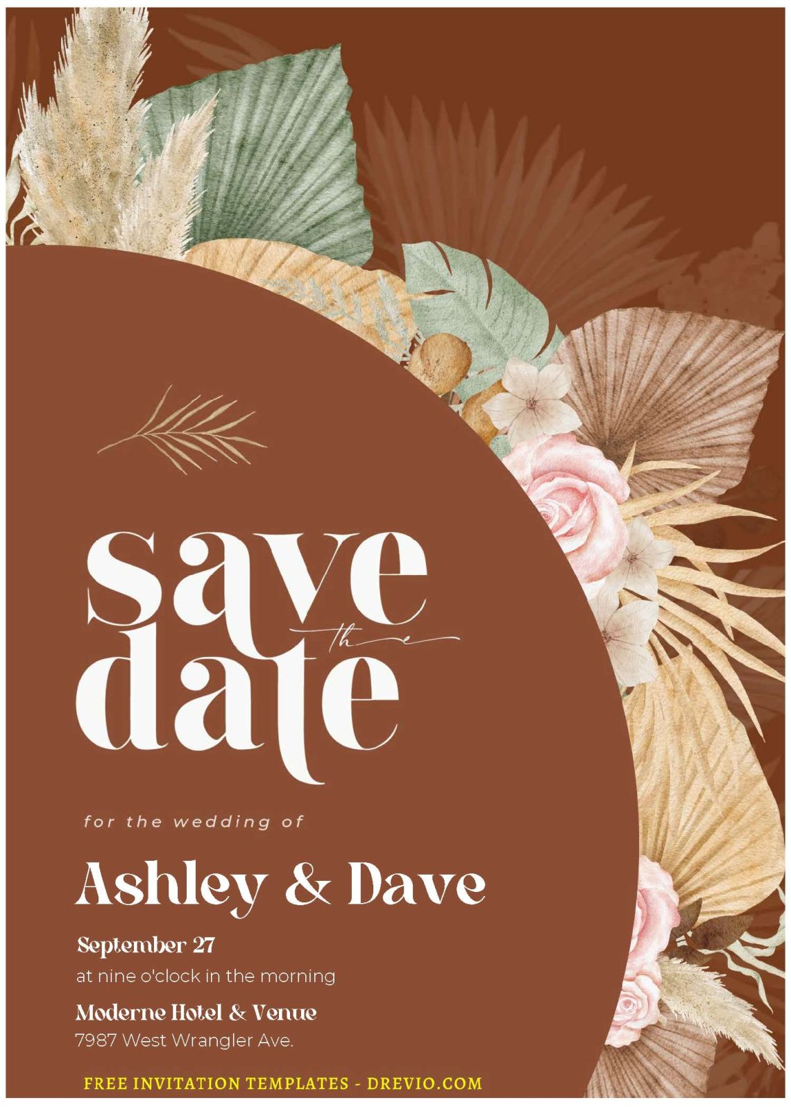 (Free Editable PDF) Boho Dreams Wedding Invitation Templates with stylish fonts