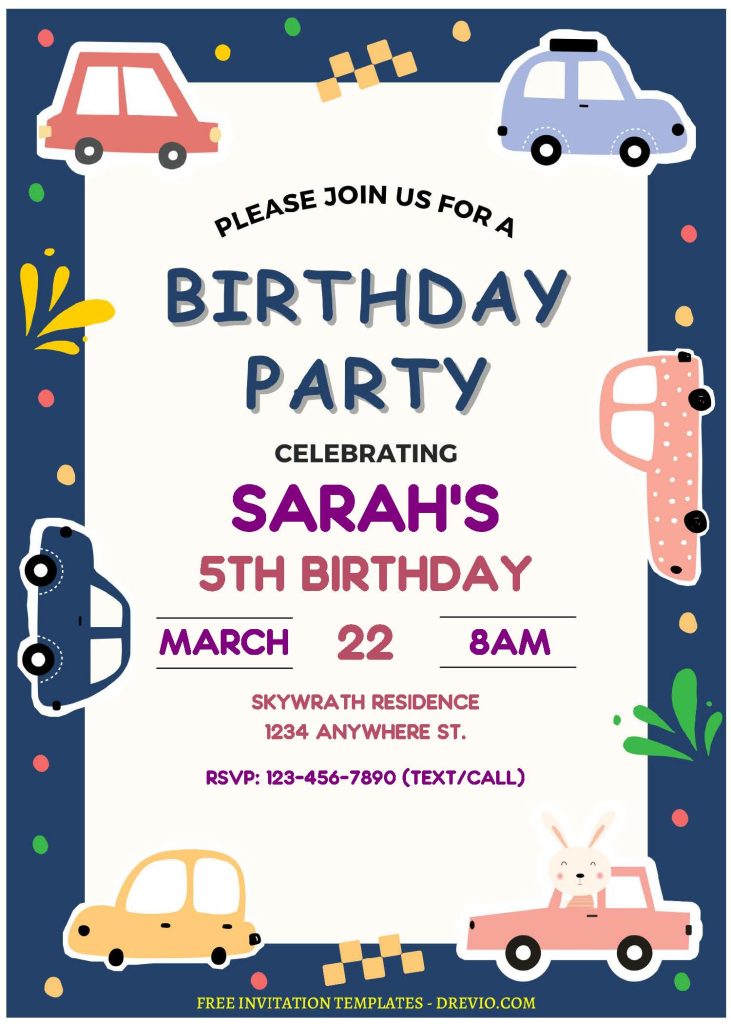 Invitation Template of (Free Editable PDF) Cartoon Cars Birthday Invitation Templates 2